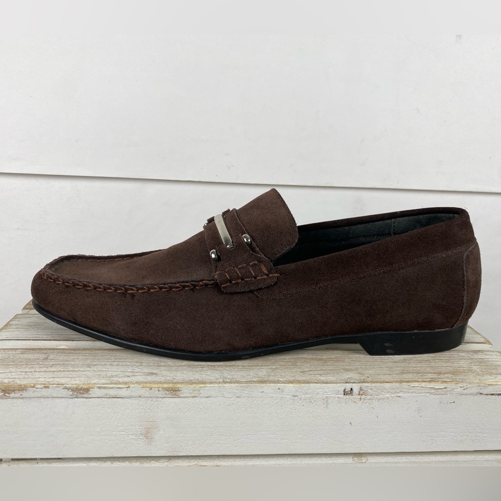 Stacy Adams Mens Memory Foam Dark Brown Leather Loafer slip on Horse bit 14M - Picture 5 of 13